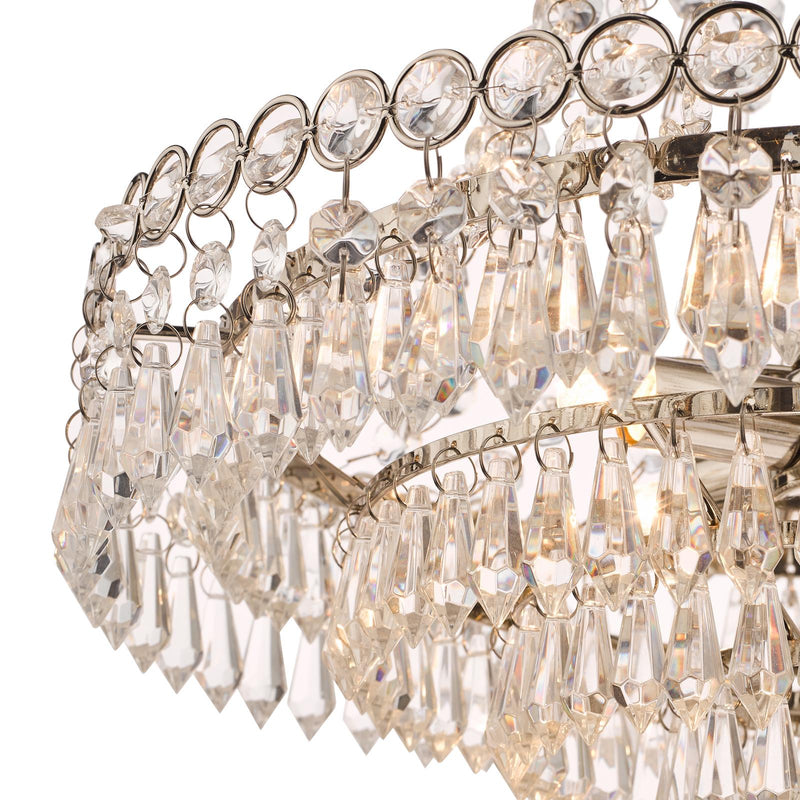 Laura Ashley Enid 5 Light Chandelier Faceted Glass and Polished Nickel • LA3691119-Q