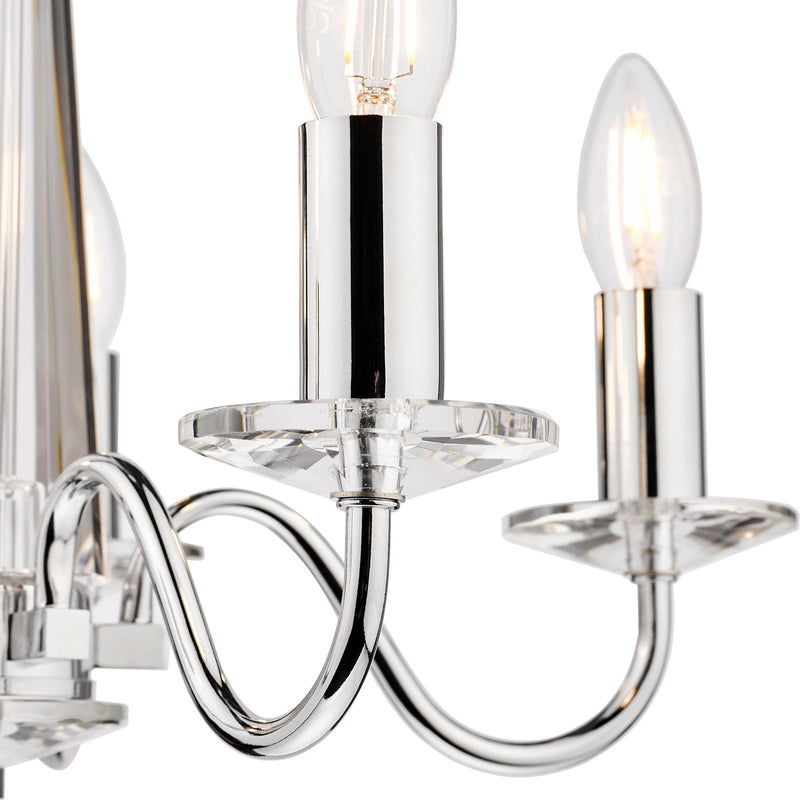 Laura Ashley Blake 5 Light Armed Pendant Crystal and Polished Chrome • LA3702763-Q