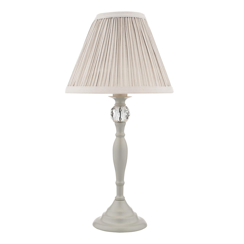 Laura Ashley Ellis Table Lamp Satin Grey and Crystal With Shade • LA3702783-Q