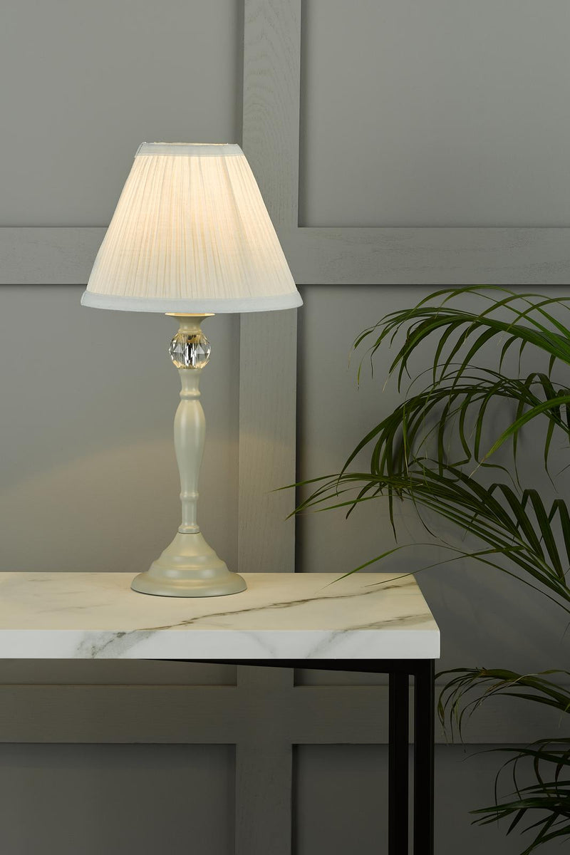 Laura Ashley Ellis Table Lamp Satin Grey and Crystal With Shade • LA3702783-Q