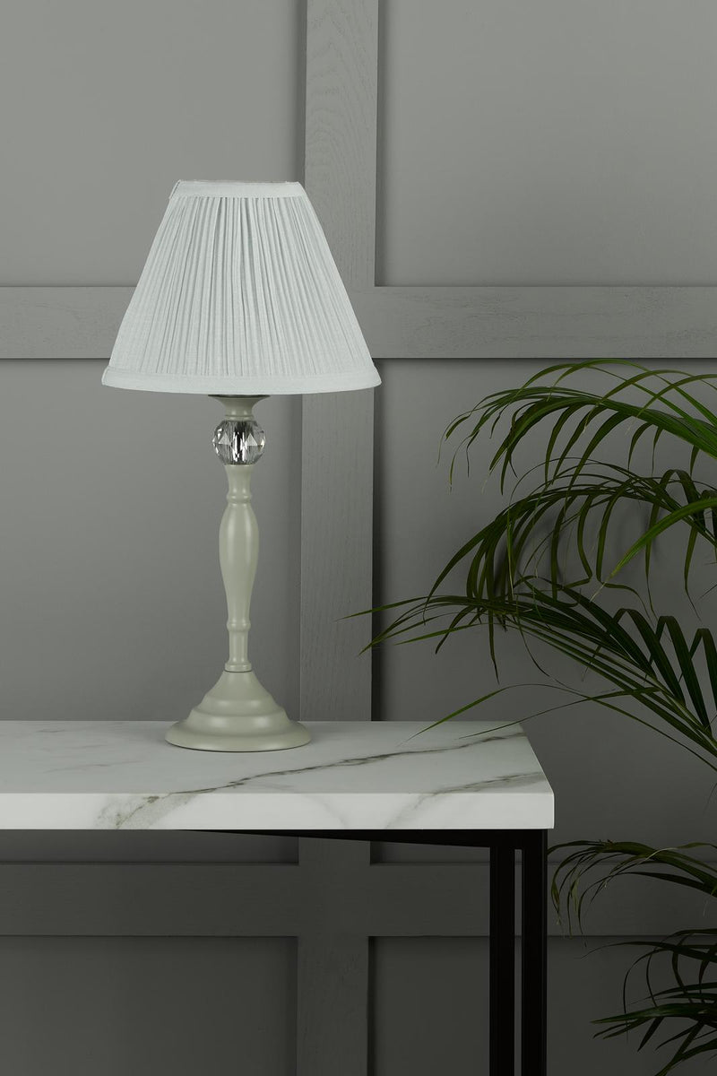 Laura Ashley Ellis Table Lamp Satin Grey and Crystal With Shade • LA3702783-Q