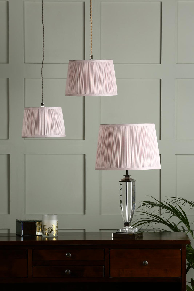 Laura Ashley Hemsley Pleated Silk Empire Drum Shade Pink 30cm/12 inch • LA3703520-Q