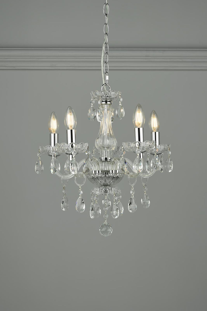 Laura Ashley Harriet 5 Light Chandelier Ribbed Glass and Polished Chrome • LA3710919-Q