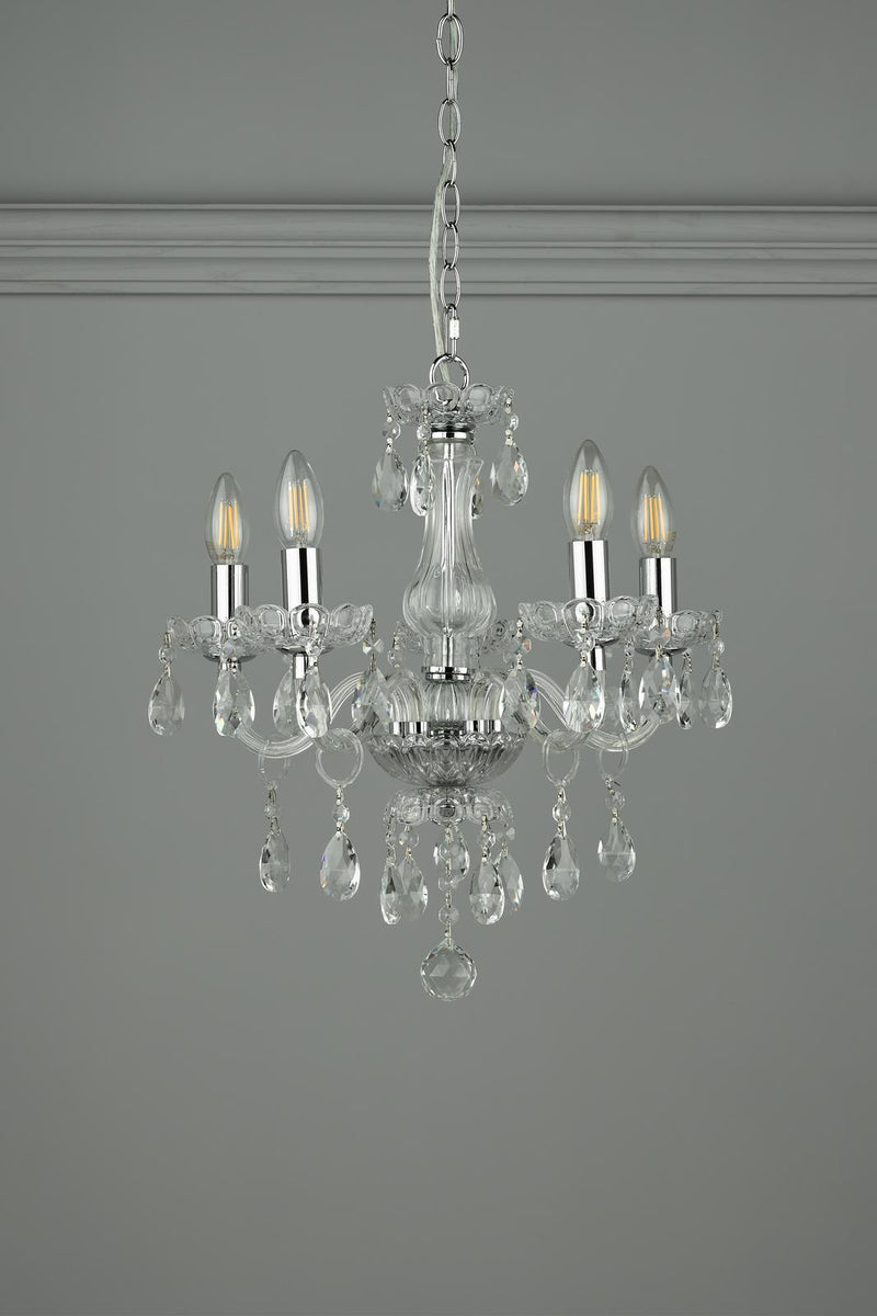 Laura Ashley Harriet 5 Light Chandelier Ribbed Glass and Polished Chrome • LA3710919-Q