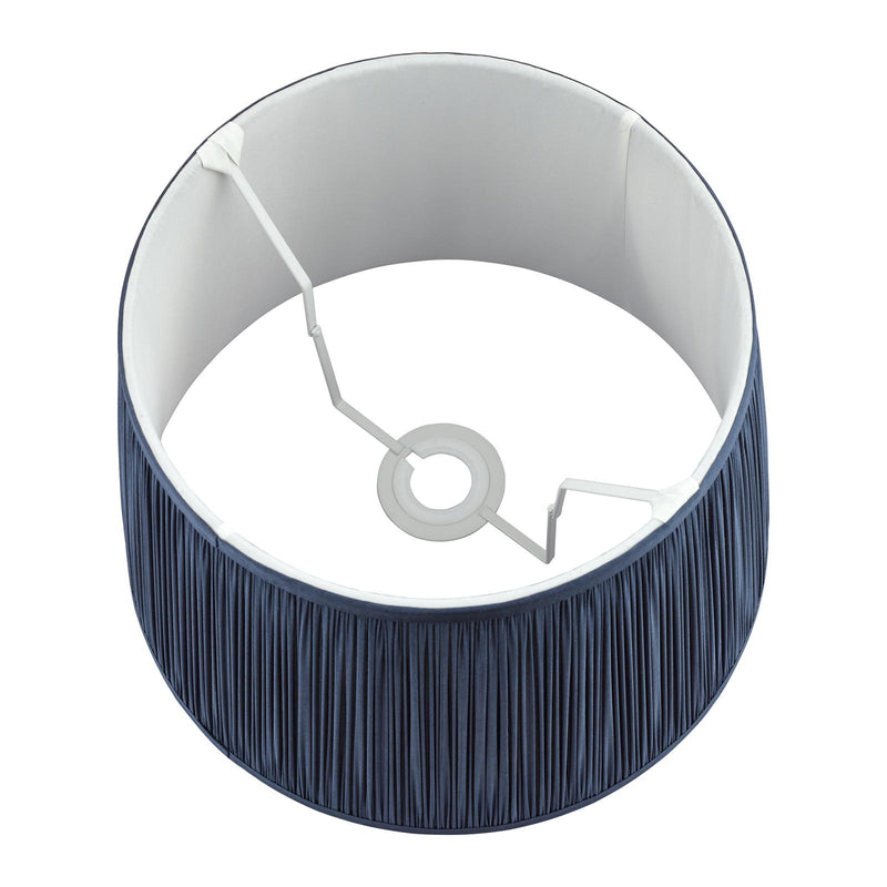 Laura Ashley Hemsley Pleated Silk Empire Drum Shade Midnight Blue 30cm/12 inch • LA3712377-Q