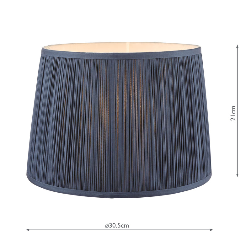 Laura Ashley Hemsley Pleated Silk Empire Drum Shade Midnight Blue 30cm/12 inch • LA3712377-Q