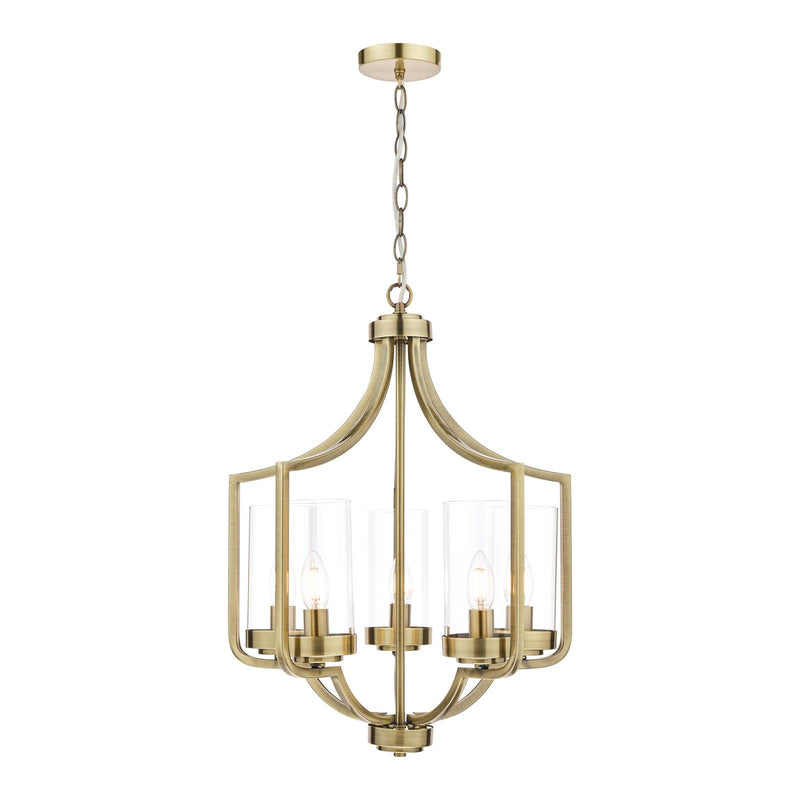 Laura Ashley Joseph 5lt Chandelier Antique Brass Glass • LA3713708-Q