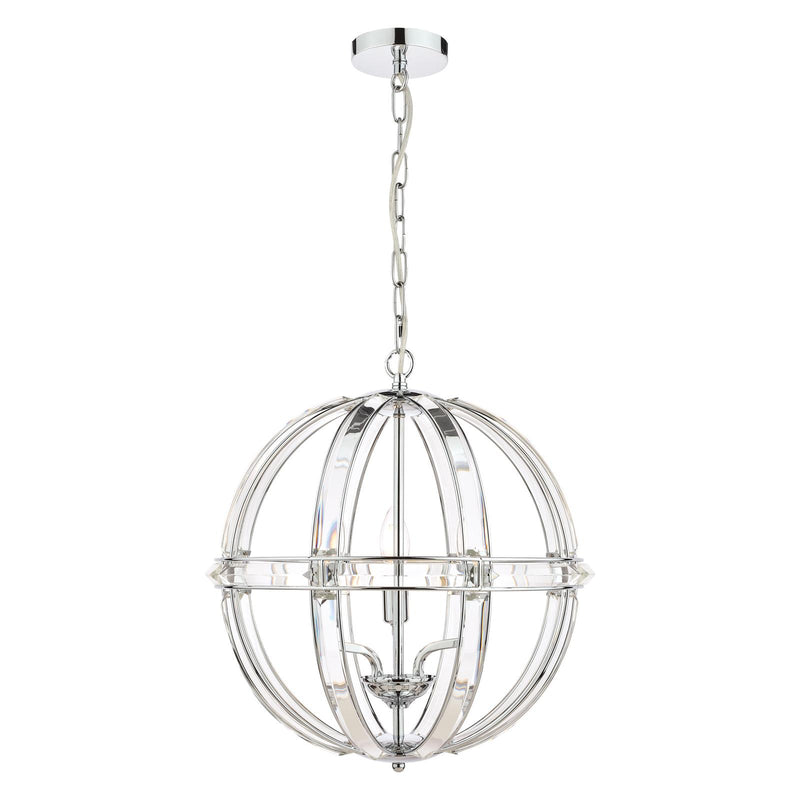 Laura Ashley Aidan Glass & Polished Chrome 3 Light Globe Chandelier • LA3713710-Q