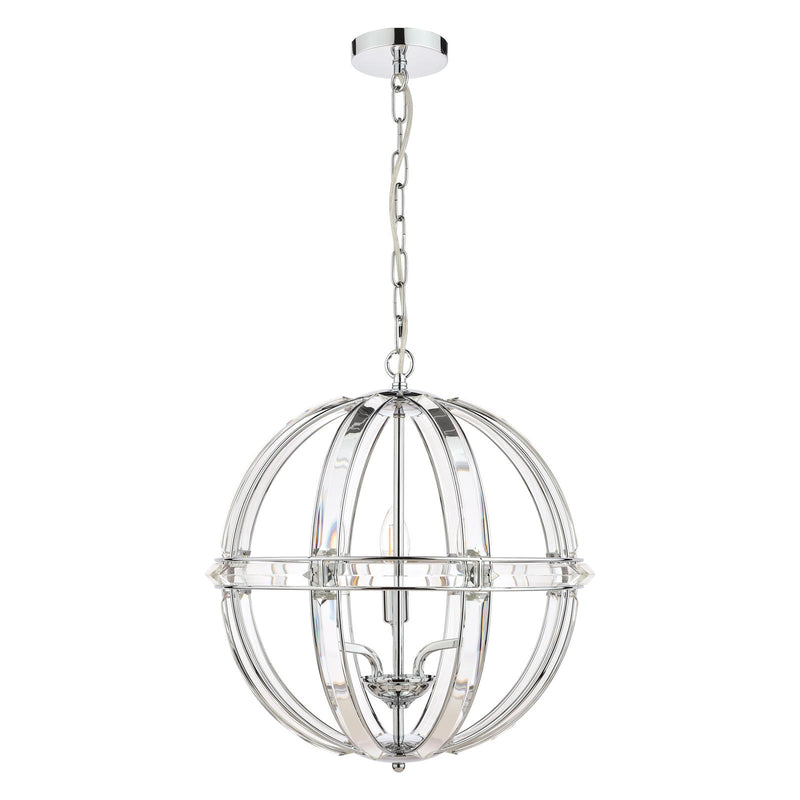 Laura Ashley Aidan Glass & Polished Chrome 3 Light Globe Chandelier • LA3713710-Q
