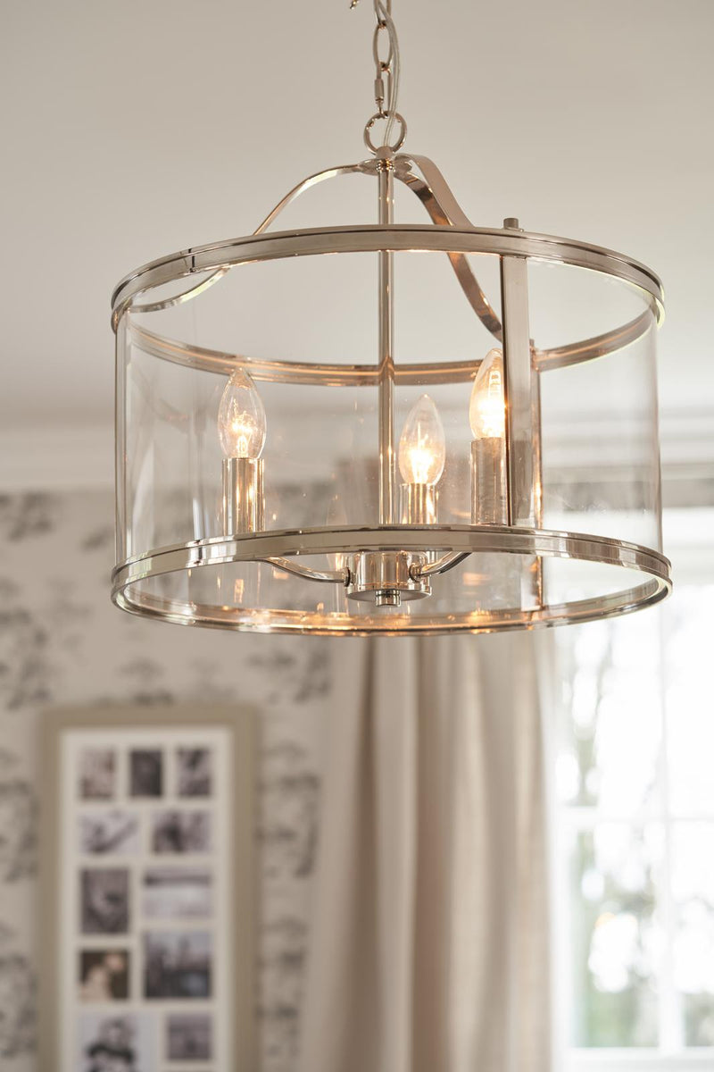 Laura Ashley Harrington 3lt Pendant Polished Nickel Glass • LA3713744-Q