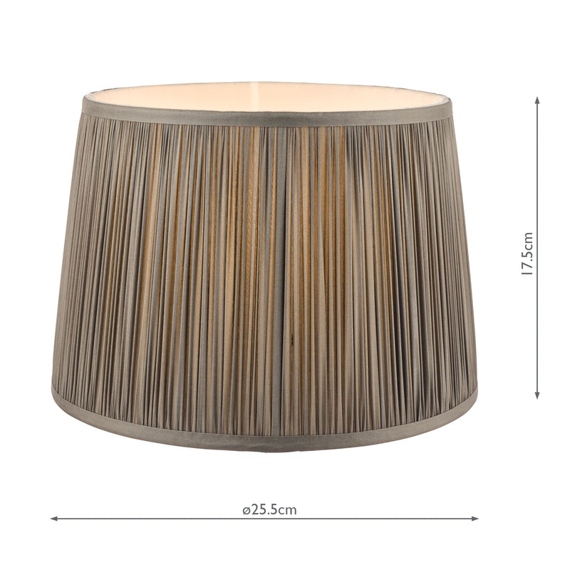 Laura Ashley Hemsley Pleated Silk Empire Drum Shade Grey 25cm/10 inch • LA3713802-Q