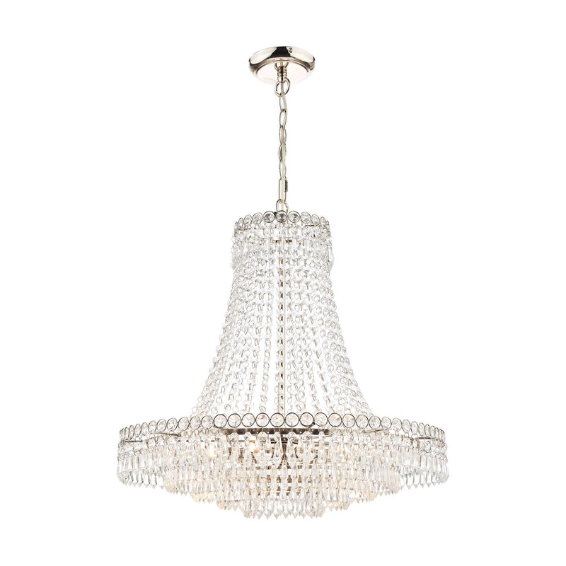 Laura Ashley Enid Grande 5lt Chandelier Polished Nickel & Glass • LA3718230-Q
