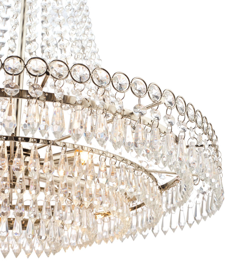 Laura Ashley Enid Grande 5lt Chandelier Polished Nickel & Glass • LA3718230-Q