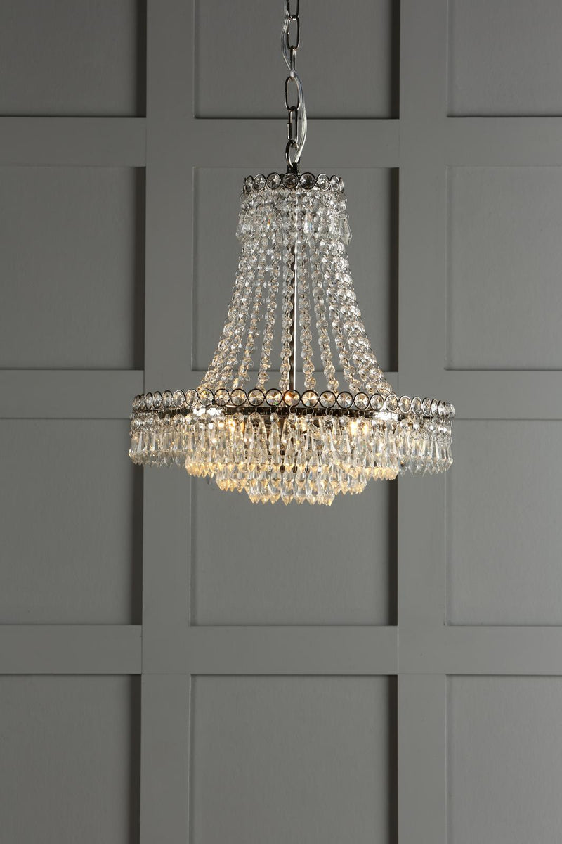 Laura Ashley Enid Grande 5lt Chandelier Polished Nickel & Glass • LA3718230-Q