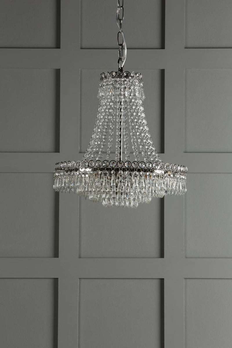 Laura Ashley Enid Grande 5lt Chandelier Polished Nickel & Glass • LA3718230-Q