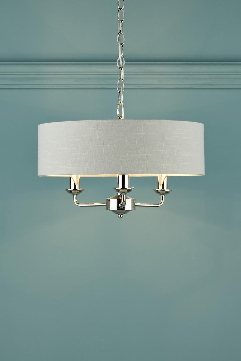 Laura Ashley Sorrento 3 Light Pendant Polished Nickel With Silver Shade • LA3718272-Q