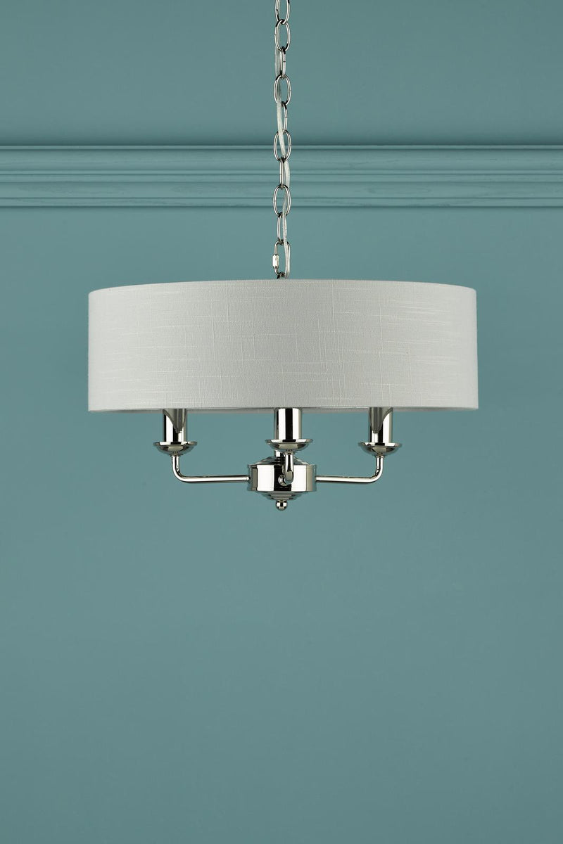 Laura Ashley Sorrento 3 Light Pendant Polished Nickel With Silver Shade • LA3718272-Q