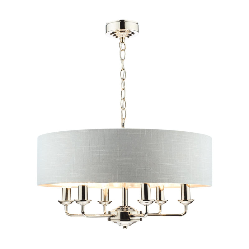 Laura Ashley Sorrento 6 Light Pendant Polished Nickel With Silver Shade • LA3718274-Q