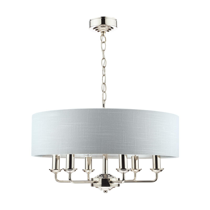 Laura Ashley Sorrento 6 Light Pendant Polished Nickel With Silver Shade • LA3718274-Q