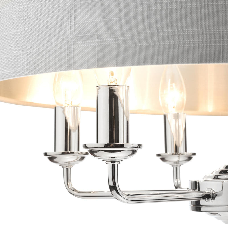 Laura Ashley Sorrento 6 Light Pendant Polished Nickel With Silver Shade • LA3718274-Q