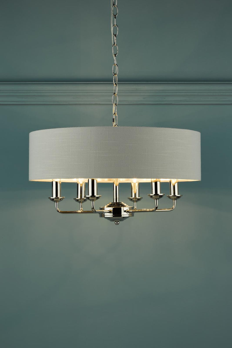 Laura Ashley Sorrento 6 Light Pendant Polished Nickel With Silver Shade • LA3718274-Q