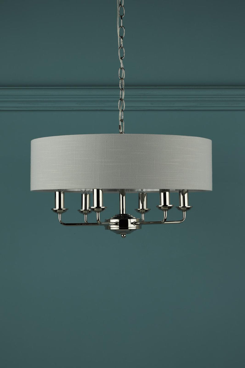 Laura Ashley Sorrento 6 Light Pendant Polished Nickel With Silver Shade • LA3718274-Q