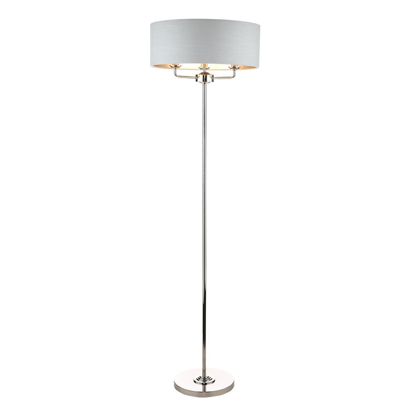 Laura Ashley Sorrento 3 Light Floor Lamp Polished Nickel With Silver Shade • LA3718280-Q