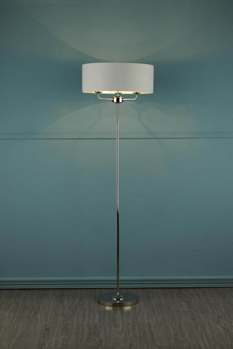 Laura Ashley Sorrento 3 Light Floor Lamp Polished Nickel With Silver Shade • LA3718280-Q