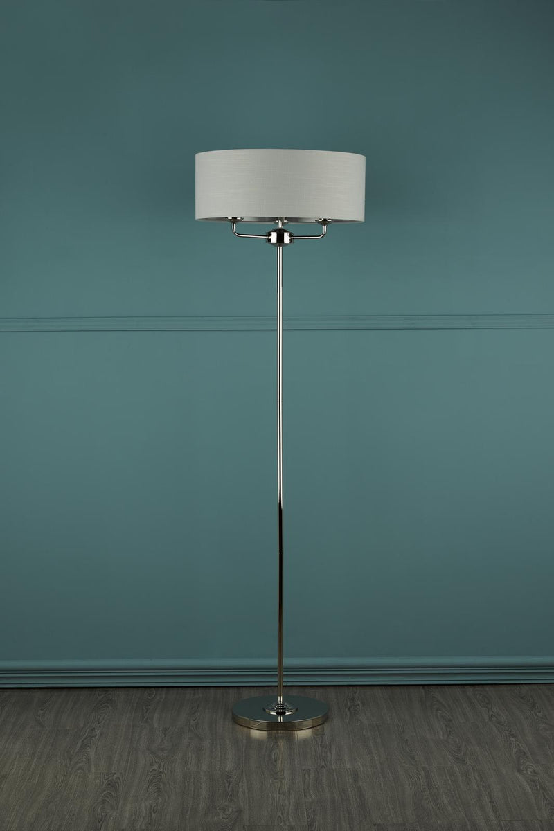 Laura Ashley Sorrento 3 Light Floor Lamp Polished Nickel With Silver Shade • LA3718280-Q