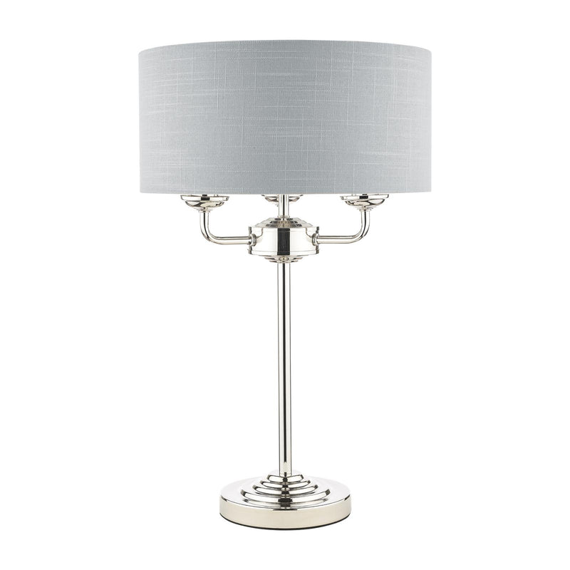 Laura Ashley Sorrento 3 Light Table Lamp Polished Nickel With Silver Shade • LA3718286-Q