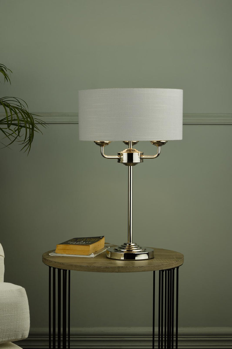 Laura Ashley Sorrento 3 Light Table Lamp Polished Nickel With Silver Shade • LA3718286-Q