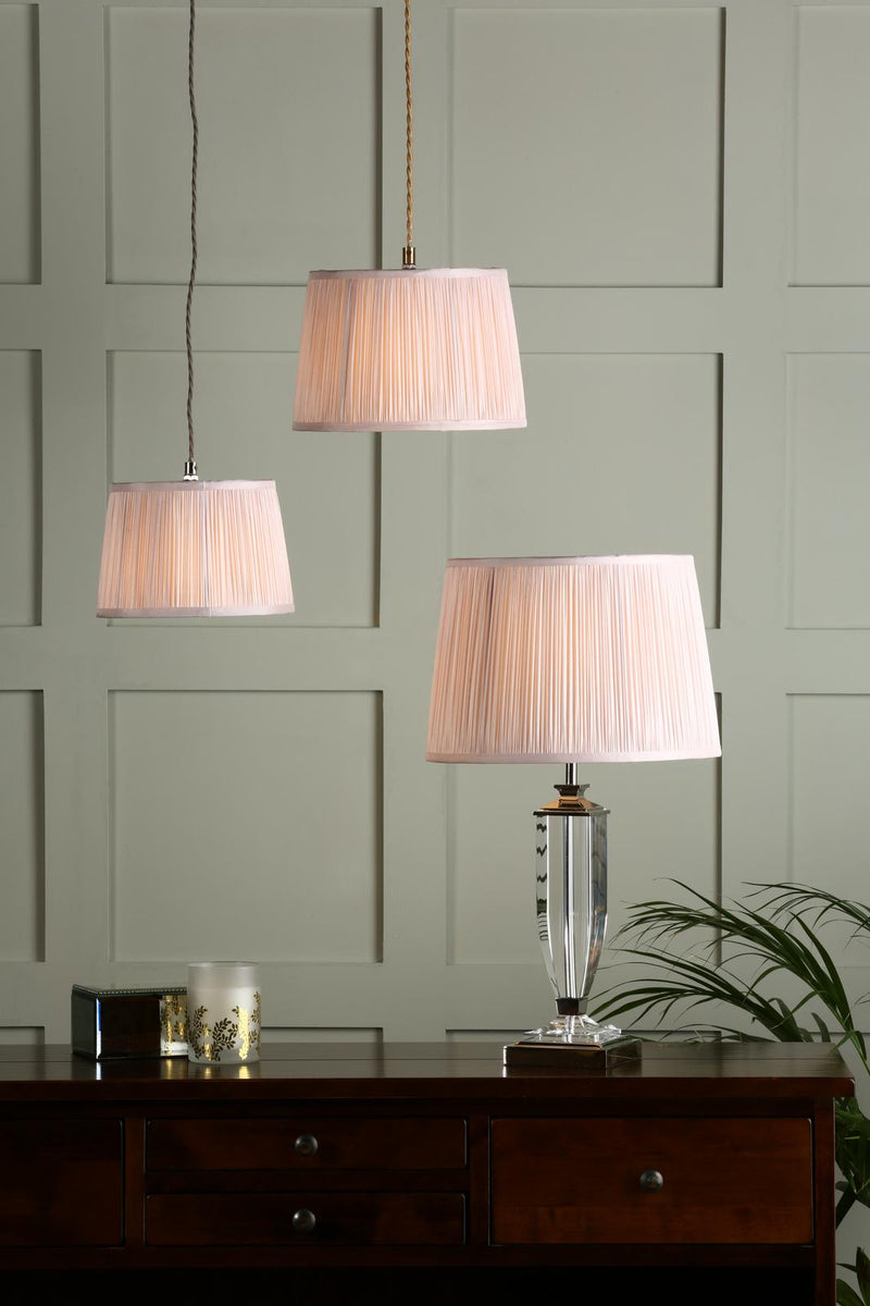 Laura Ashley Hemsley Pleated Silk Empire Drum Shade Pink 20cm/8 inch • LA3721522-Q