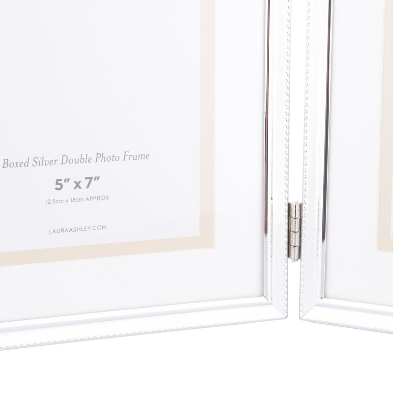 Laura Ashley Boxed Double Photo Frame Polished Silver 5" x 7" • LA3724609-Q