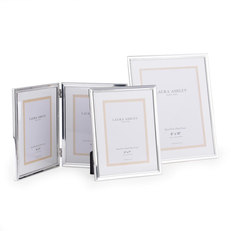 Laura Ashley Boxed Double Photo Frame Polished Silver 5" x 7" • LA3724609-Q