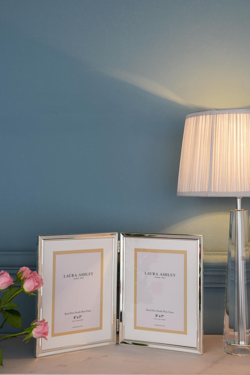 Laura Ashley Boxed Double Photo Frame Polished Silver 5" x 7" • LA3724609-Q