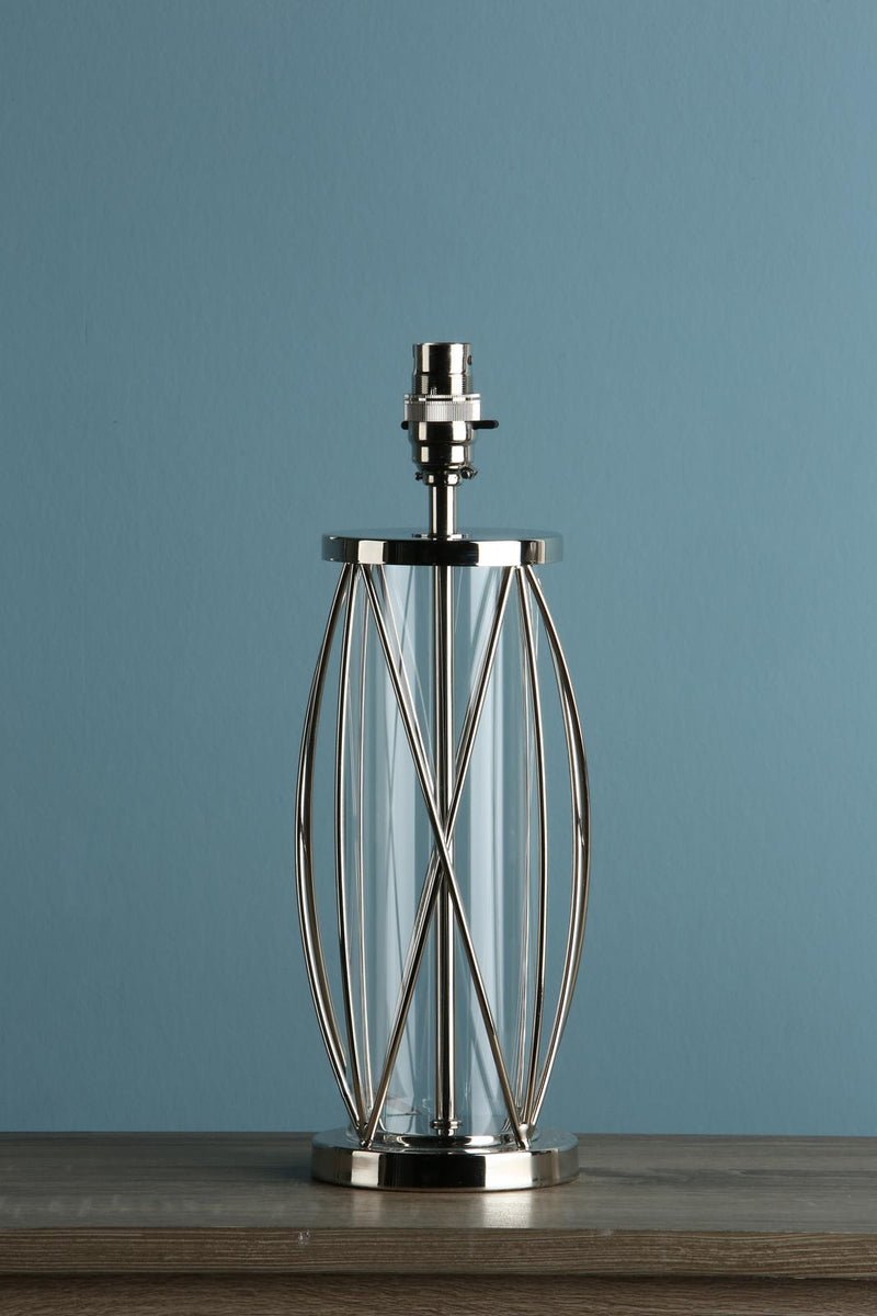 Laura Ashley Beckworth Small Table Lamp Polished Nickel Glass Base Only • LA3725834-Q