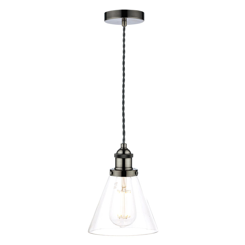Laura Ashley Isaac Pendant Satin Nickel Glass • LA3727729-Q