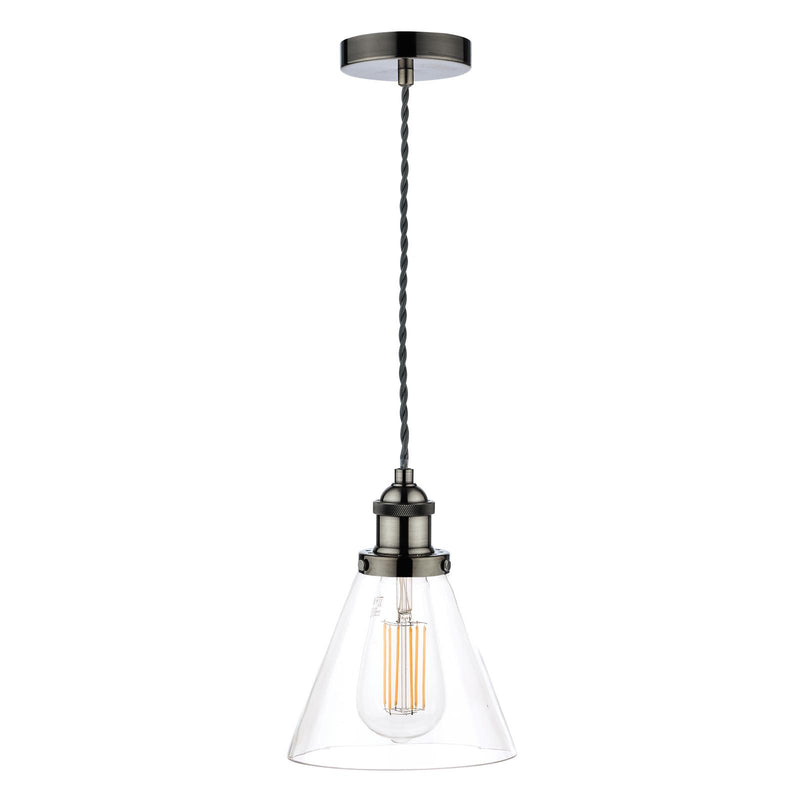 Laura Ashley Isaac Pendant Satin Nickel Glass • LA3727729-Q