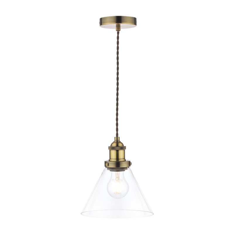 Laura Ashley Isaac Pendant Antique Brass Glass • LA3727730-Q