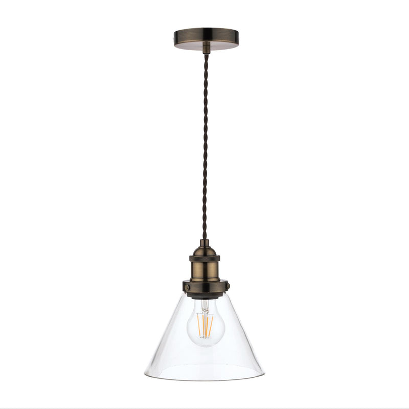 Laura Ashley Isaac Pendant Antique Brass Glass • LA3727730-Q