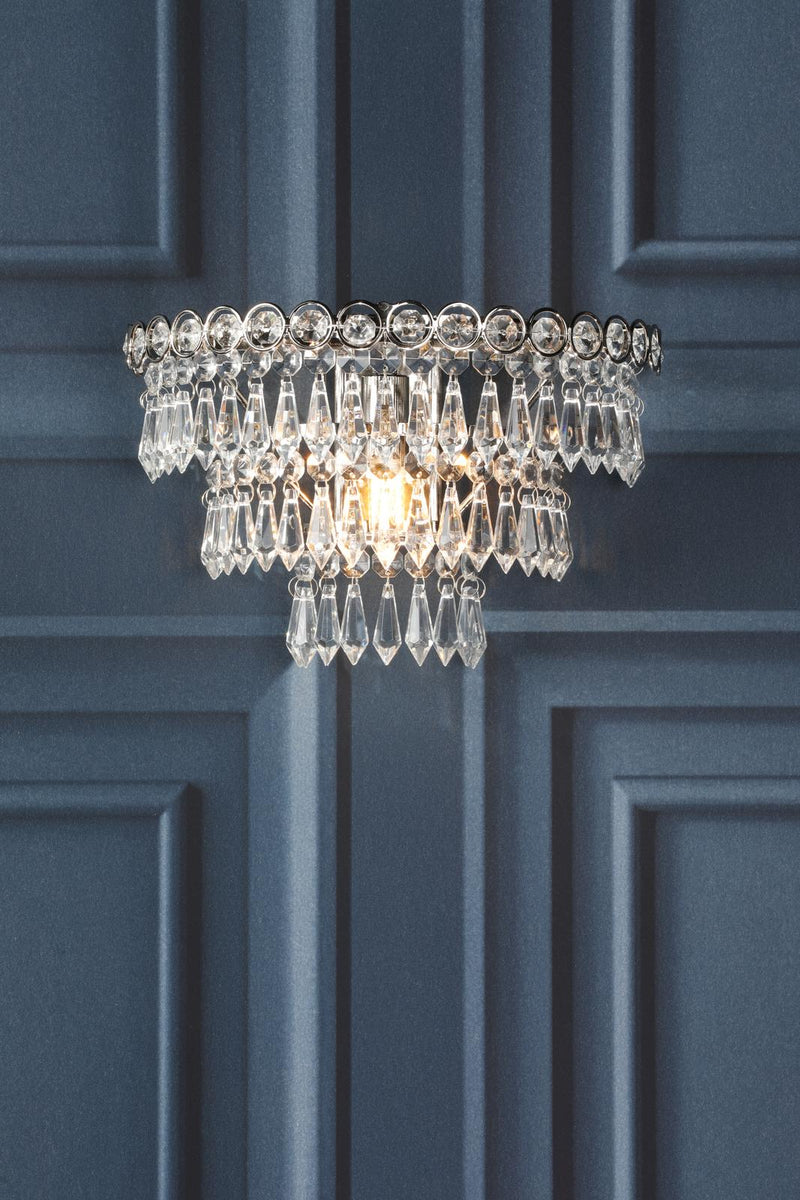 Laura Ashley Enid Wall Light Faceted Glass and Polished Nickel • LA3727749-Q