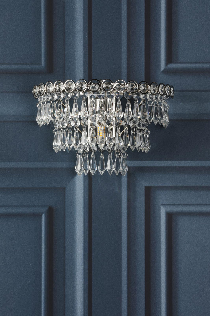 Laura Ashley Enid Wall Light Faceted Glass and Polished Nickel • LA3727749-Q