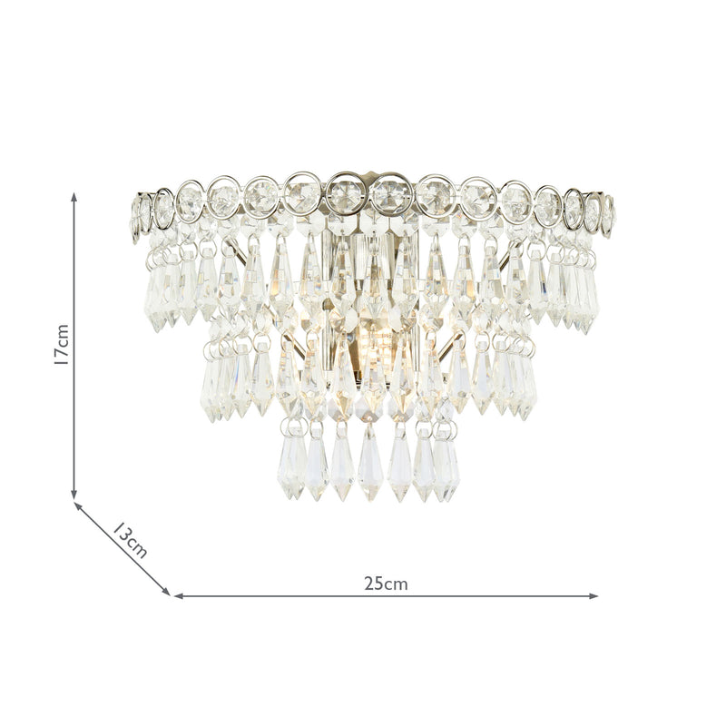 Laura Ashley Enid Wall Light Faceted Glass and Polished Nickel • LA3727749-Q
