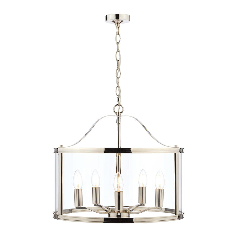 Laura Ashley Harrington 5lt Pendant Polished Nickel Glass • LA3732127-Q