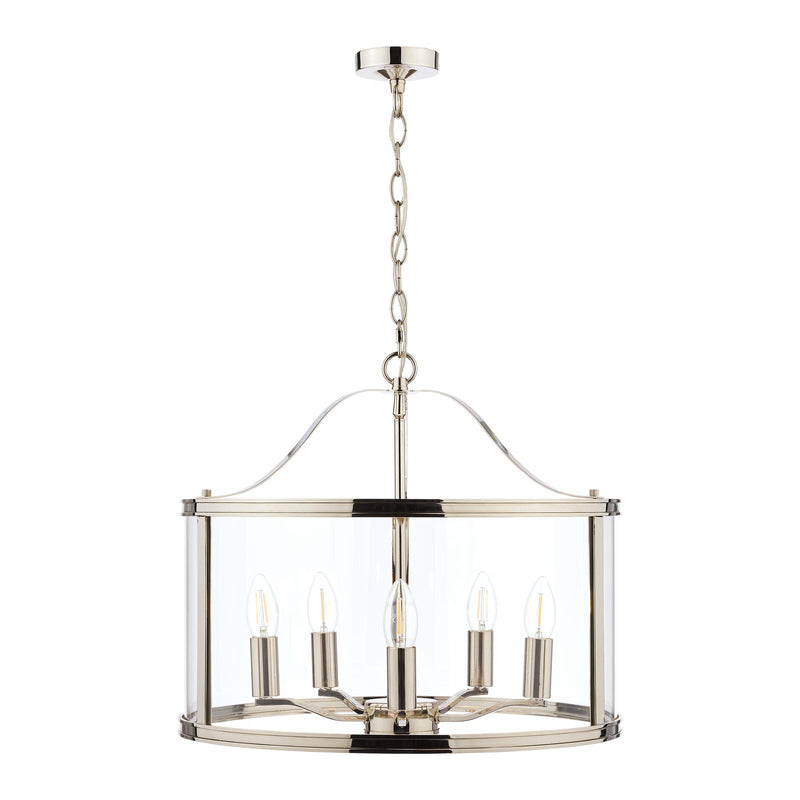 Laura Ashley Harrington 5lt Pendant Polished Nickel Glass • LA3732127-Q