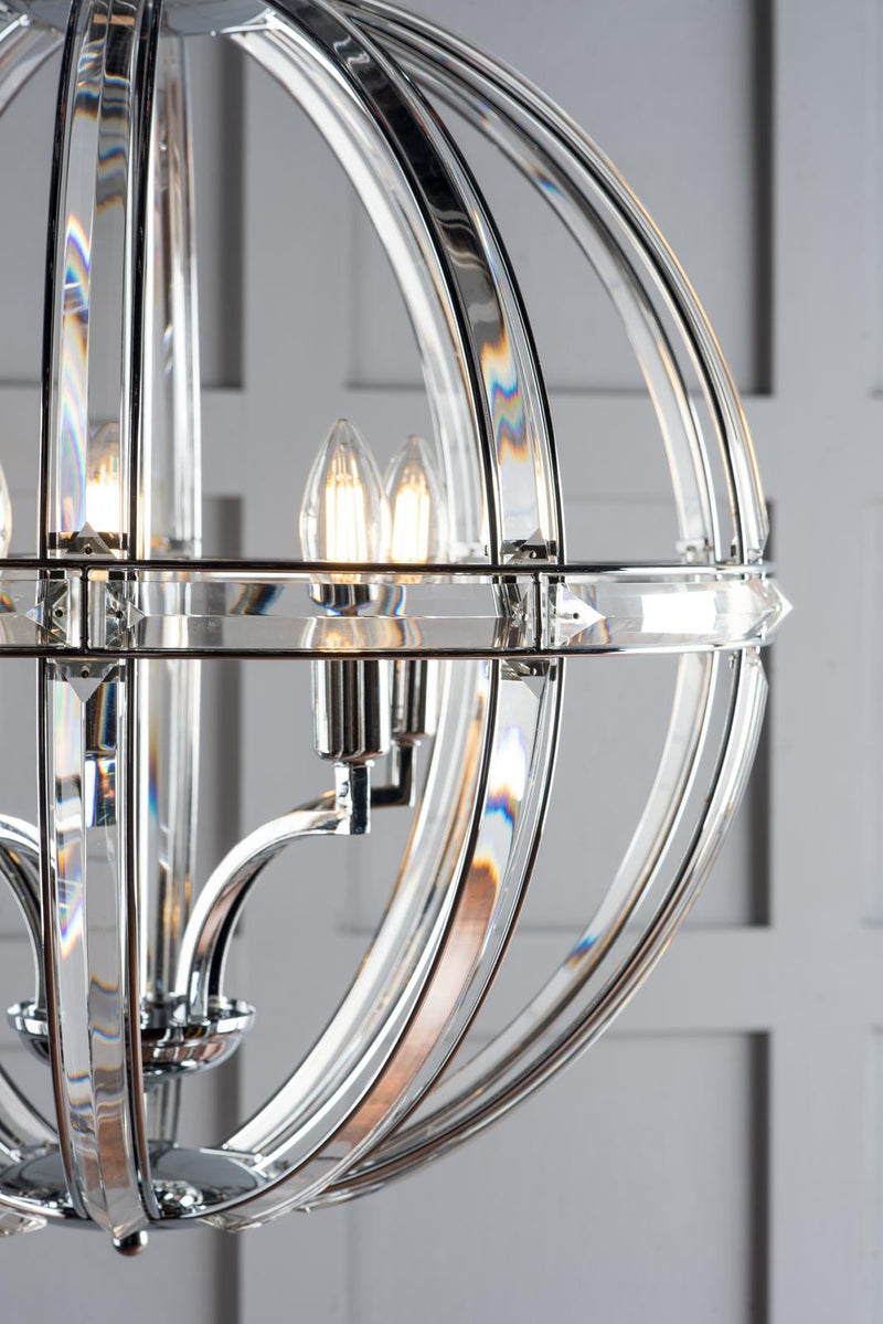 Laura Ashley Aidan 5lt Pendant Glass & Polished Chrome • LA3732577-Q