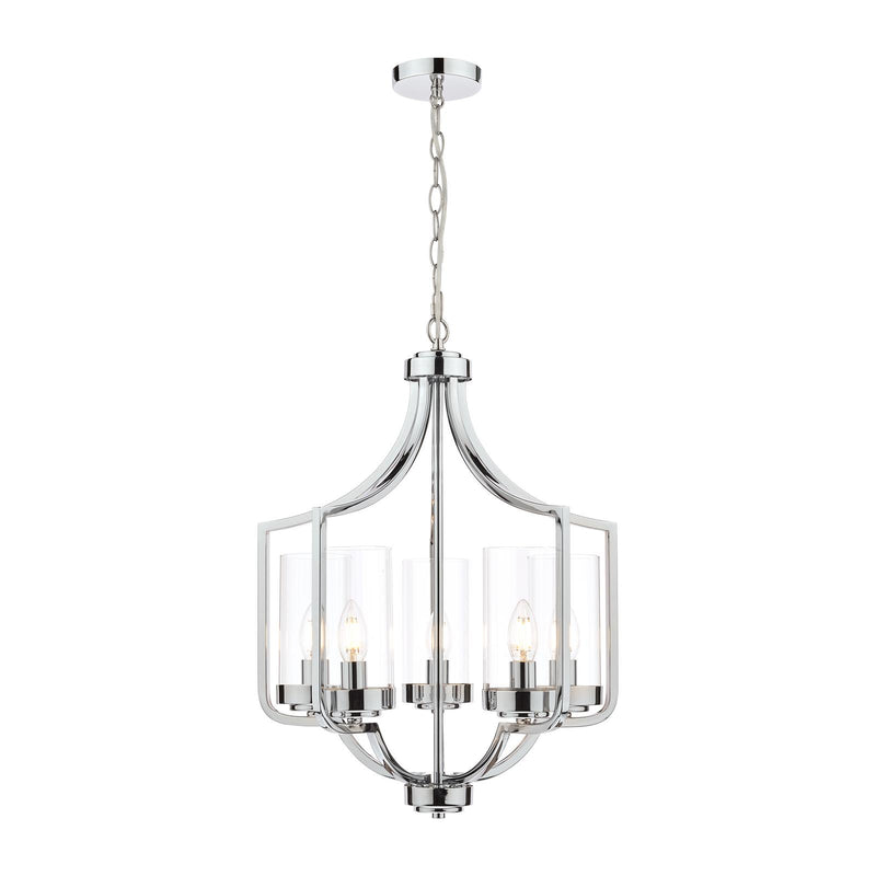 Laura Ashley Joseph 5lt Chandelier Polished Chrome Glass • LA3732578-Q