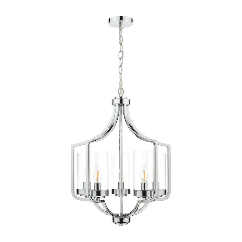 Laura Ashley Joseph 5lt Chandelier Polished Chrome Glass • LA3732578-Q