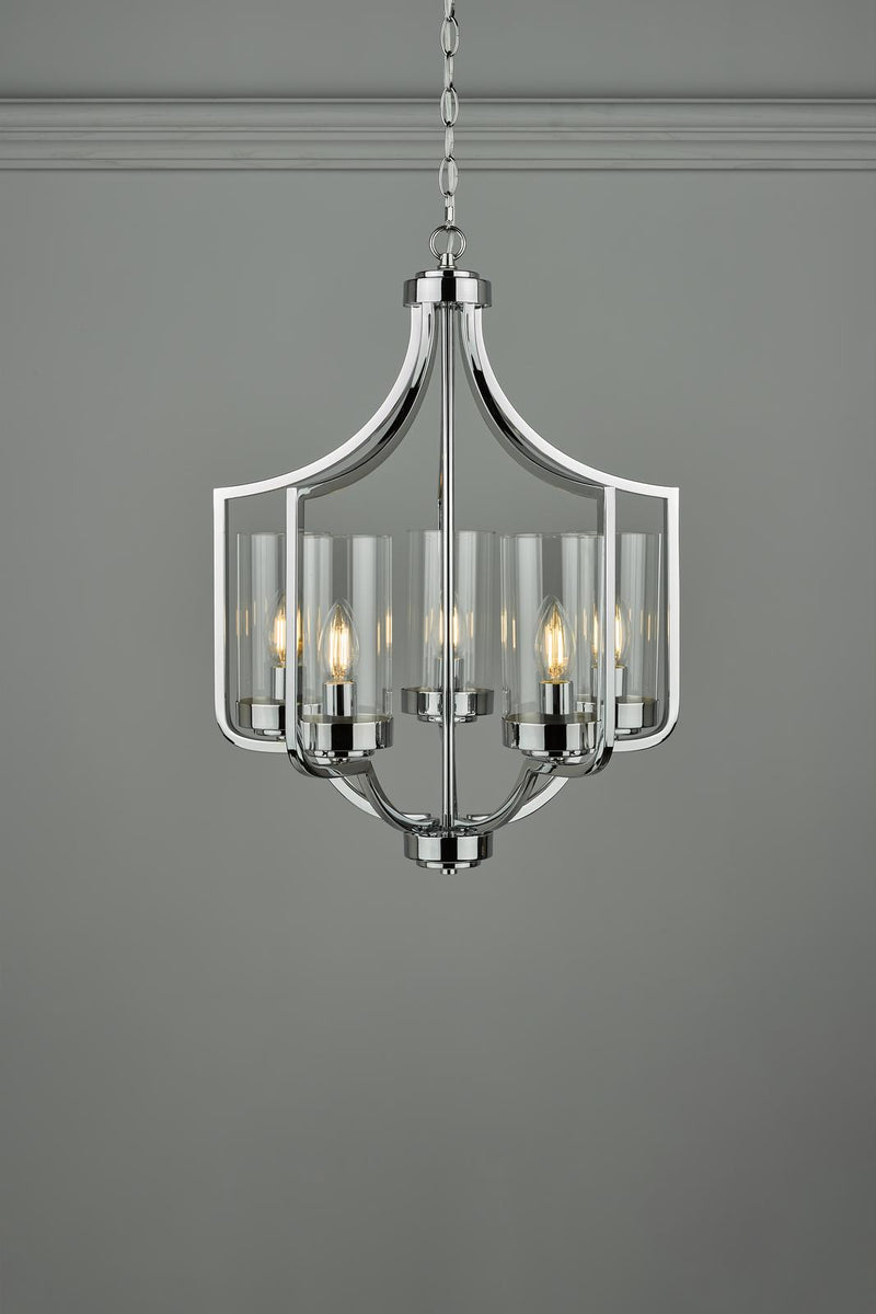Laura Ashley Joseph 5lt Chandelier Polished Chrome Glass • LA3732578-Q