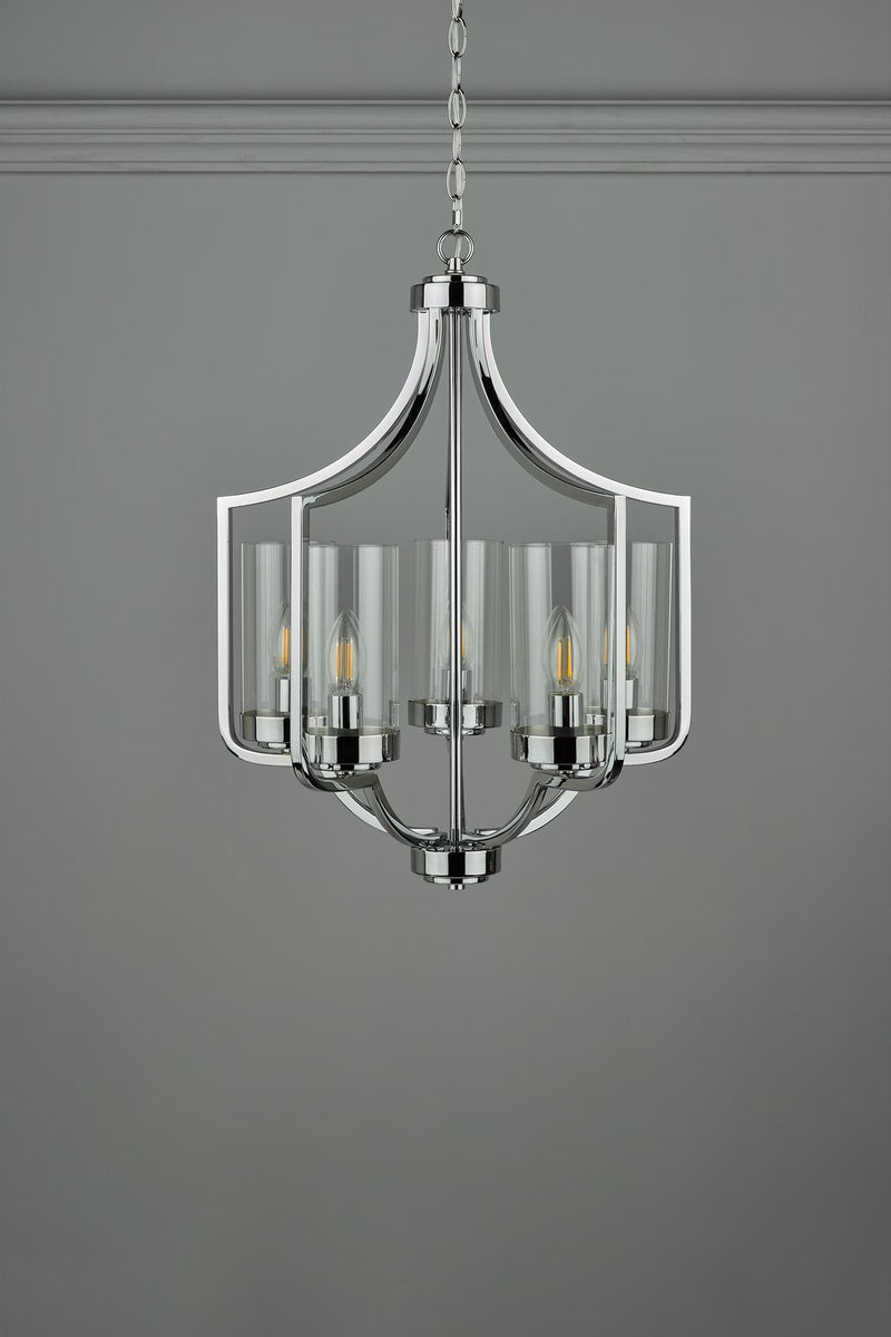 Laura Ashley Joseph 5lt Chandelier Polished Chrome Glass • LA3732578-Q